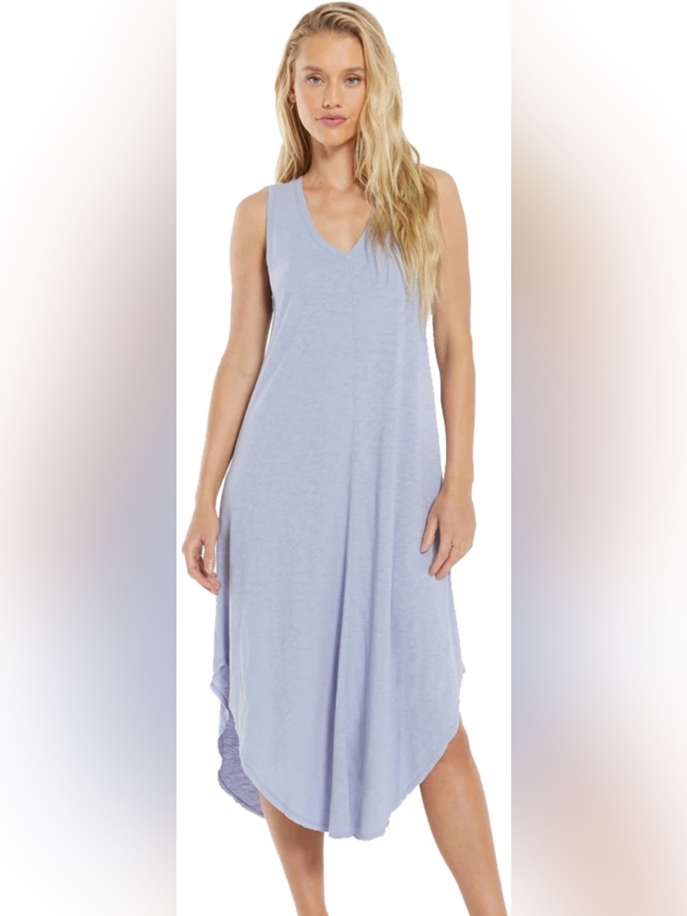 Z Supply Reverie Midi Dress Lavender Grey V-Neck Sleeveless Size Small